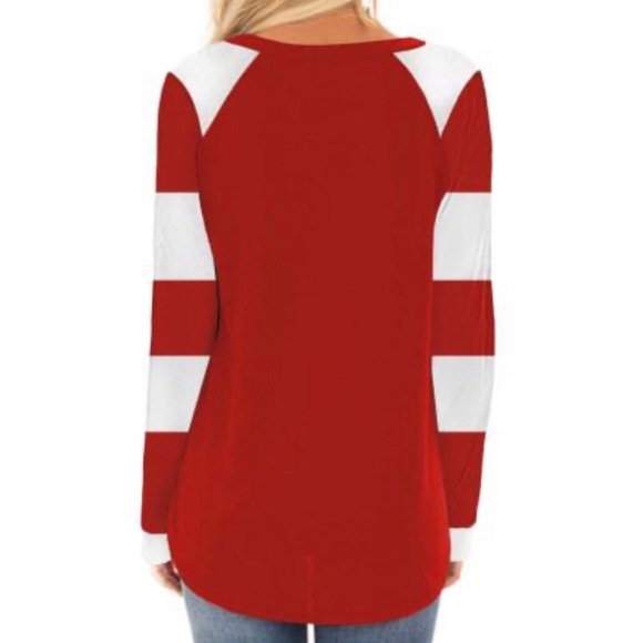 Plus! Christmas Reindeer Color Block Sleeve Top - Picture 2 of 3